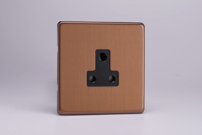 Varilight XDYRP5ABS.BZ Screwless Brushed Bronze 1-Gang 5A Round Pin Plug Socket