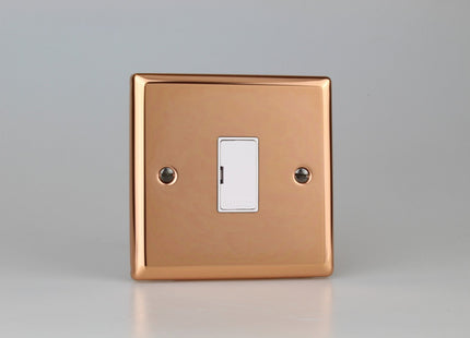 Varilight Classic Polished Copper 13 Amp Unswitched Fused Spur with White Inserts
