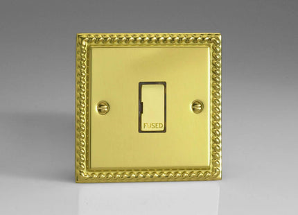 Varilight 13A Unswitched Fused Spur with Metal Inserts Georgian Brass XG6UD
