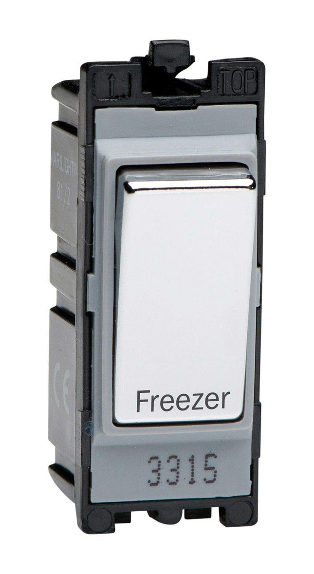 Varilight Engraved 20A 1-Way Double Pole Switch 'Freezer' PowerGrid Chrome G201DC.FZ