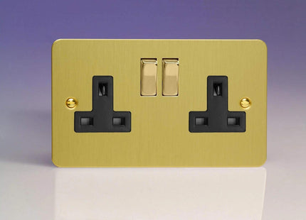 Varilight 2-Gang 13A Double Pole Switched Socket with Metal Rockers