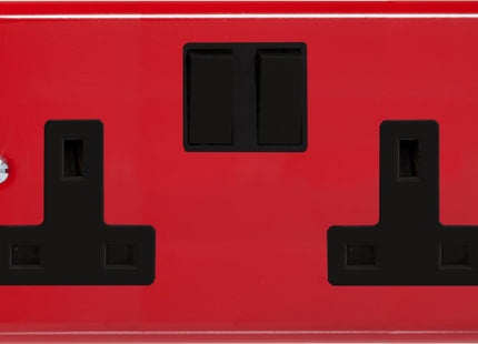 Varilight 2-Gang (Double), 13 Amp Switched Socket, Classic Lily Pillar Box Red XY5B.PR