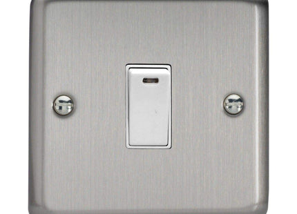 Varilight 1-Gang 20A Double Pole Rocker Light Switch + Neon Indicator Light Matt Chrome XS20NW