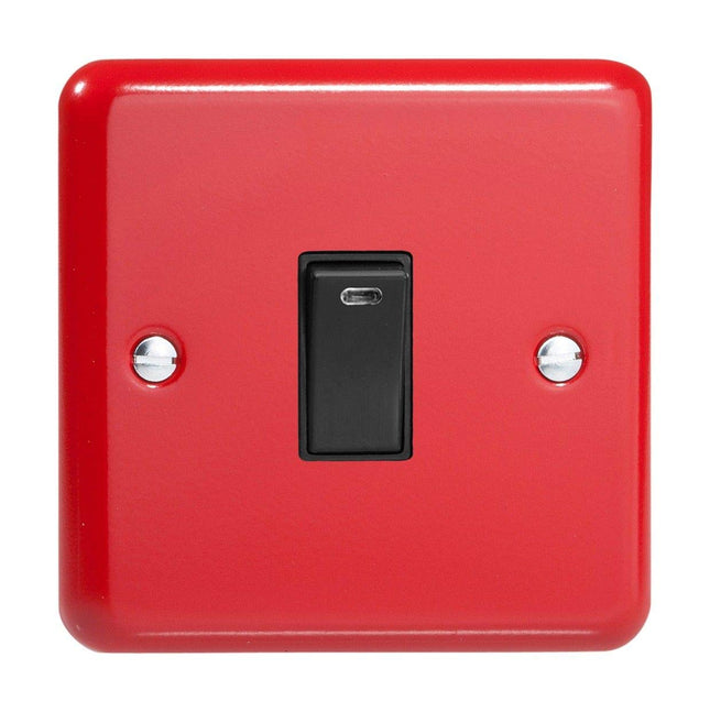 Varilight 1-Gang 20A Double Pole Rocker Light Switch + Neon Indicator Light Pillar Box Red XY20NB.PR