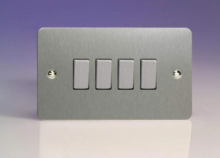 Varilight XFS9D 4 Gang 10A 1 Or 2 Way Rocker Switch In Brushed Steel