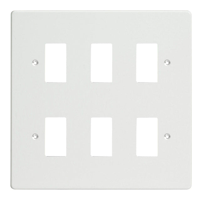 Varilight XDQPG6 PowerGrid Premium White 6 Gang Grid Plate (Double Twin Plate)