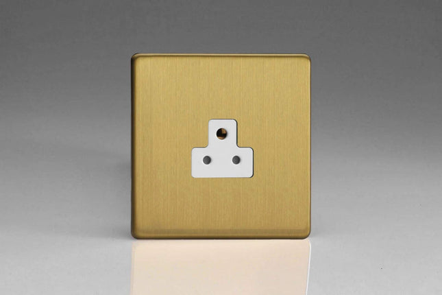 Varilight 1-Gang 2A Round Pin Socket Dimension Screwless Brushed Brass XDBRP2AWS