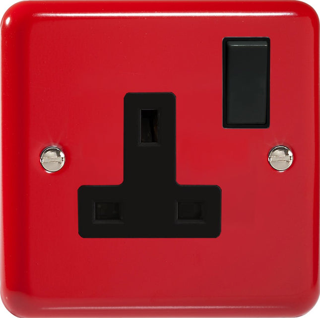Varilight 1-Gang (Single), 13 Amp Switched Socket, Classic Lily Pillar Box Red XY4B.PR