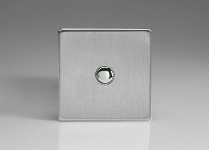 Varilight 1-Gang 6A 1- or 2-Way Push-On/Off Impulse Switch Brushed Steel XDSP1S