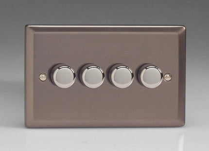 Varilight Classic V-Pro Pewter 4 Gang LED Trailing Edge Dimmer Switch 1 or 2 Way
