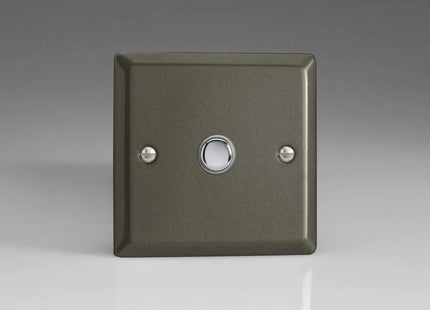 Varilight Classic Graphite, 1-Gang (Single) 1 or 2 way 6 Amp Push-on Push-off Switch (impulse) with Polished Chrome Switch Button