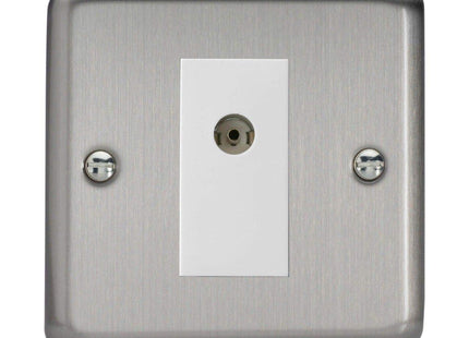 Varilight 1-Gang TV Plug Socket, Isolated Co-axial Matt Chrome XS8ISOW