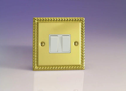 Varilight 2-Gang (10A Intermediate Switch + 10A 1- or 2-Way Rocker Light Switch) Georgian Brass XG71W
