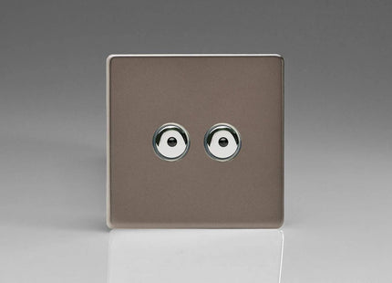 Varilight V-Pro IR 2-Gang 1-Way Remote/Touch Control Master LED Dimmer Light Switch 2 x 0-100W (Max 10 LEDs) Pewter IJDRI102S