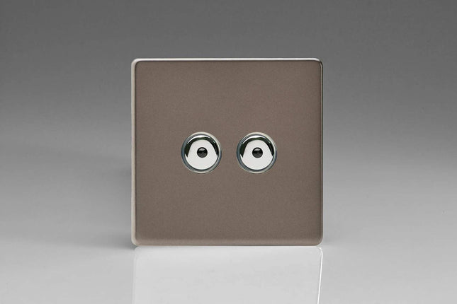 Varilight V-Pro IR 2-Gang 1-Way Remote/Touch Control Master LED Dimmer Light Switch 2 x 0-100W (Max 10 LEDs) Pewter IJDRI102S