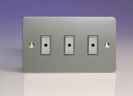 Varilight 3-Gang 1-Way Remote/Tactile Touch Control Master LED Dimmer Light Switch 3 x 0-100W (Max 10 LEDs) Brushed Steel JFSE103