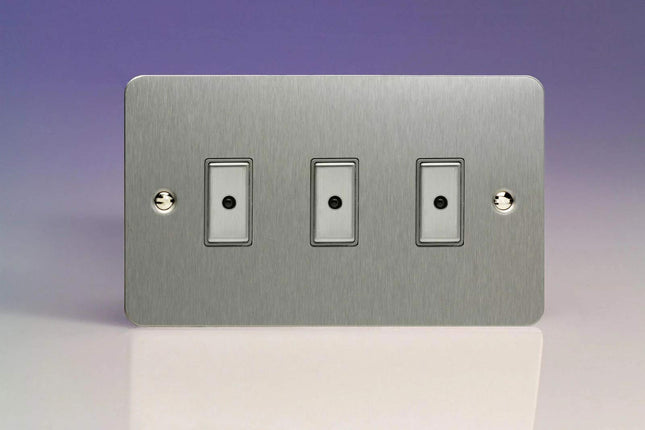 Varilight 3-Gang 1-Way Remote/Tactile Touch Control Master LED Dimmer Light Switch 3 x 0-100W (Max 10 LEDs) Brushed Steel JFSE103