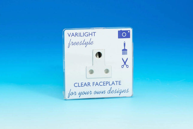 Varilight White 1-Gang 5A Round Pin Socket Freestyle Clear XIFRP5ACW