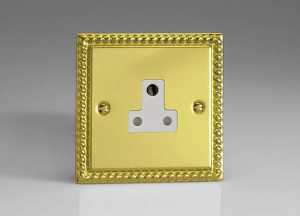 Varilight 1-Gang 5A Round Pin Plug Socket Georgian Brass XGRP5AW