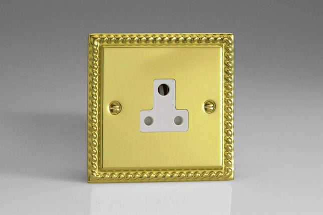 Varilight 1-Gang 5A Round Pin Plug Socket Georgian Brass XGRP5AW