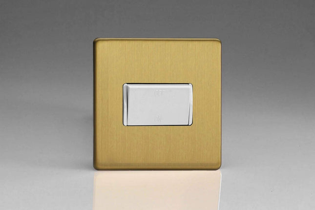 Varilight Fan Isolating Switch (3 Pole) Dimension Screwless Brushed Brass XDBFIWS