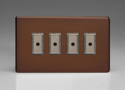 Varilight Eclique 2 4-Gang 1-Way Remote/Tactile Touch Control Master LED Dimmer Light Switch 4 x 0-100W (Max 10 LEDs) Mocha JDME104S