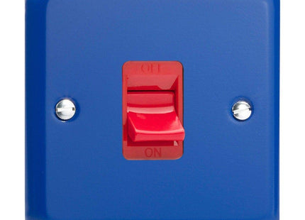 Varilight 45A Cooker Switch (Single Plate, Red Rocker) Reflex Blue XY45S.RB