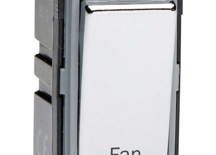 Varilight Engraved 20A 1-Way Double Pole Switch 'Fan' PowerGrid Chrome G201DC.FN