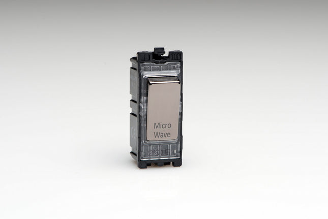 Varilight Iridium Black Powergrid Engraved 20 Amp 1-Way Double Pole Switch 'Mircowave'