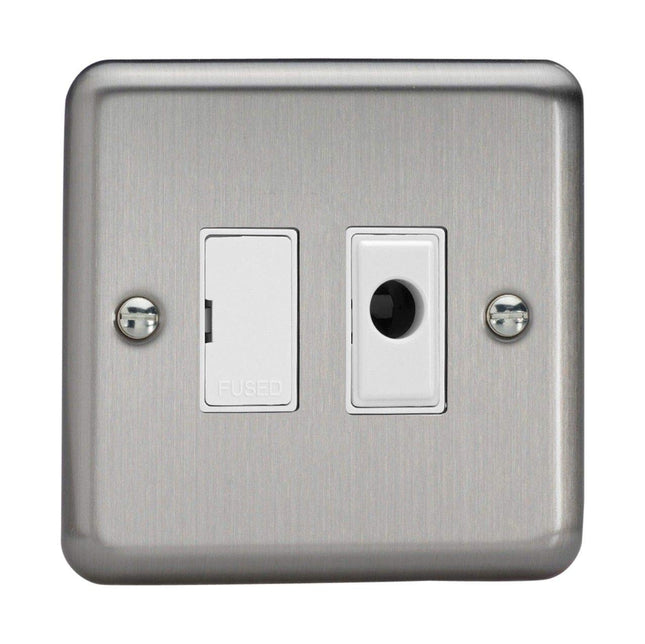 Varilight 13A Unswitched Fused Spur + Flex Outlet Matt Chrome XS6UFOW