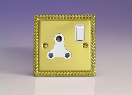 Varilight 1-Gang 15A Round Pin Plug Socket Georgian Brass XGRP15AW