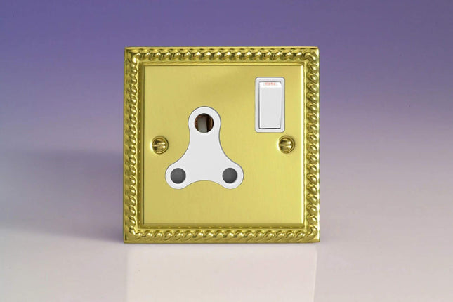 Varilight 1-Gang 15A Round Pin Plug Socket Georgian Brass XGRP15AW