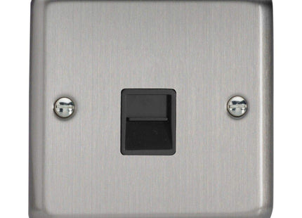 Varilight 1-Gang Telephone Slave Socket Matt Chrome XSTSB