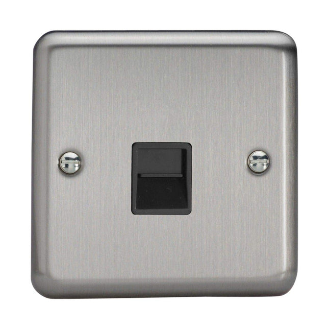 Varilight 1-Gang Telephone Slave Socket Matt Chrome XSTSB