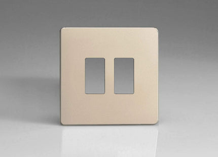 Varilight XDNPGY2S Screwless Satin Chrome 2-Gang Grid Plate (Single Plate)
