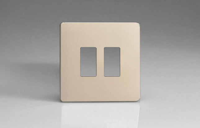 Varilight XDNPGY2S Screwless Satin Chrome 2-Gang Grid Plate (Single Plate)