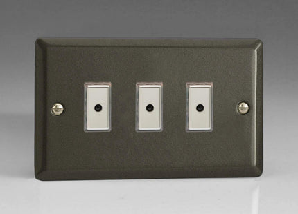 Varilight 3-Gang 1-Way Remote/Tactile Touch Control Master LED Dimmer 3 x 0-100W (Max 10 LEDs) Graphite JPE103