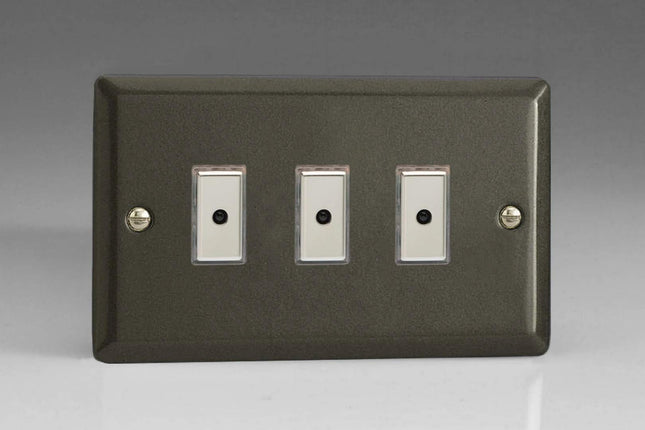 Varilight 3-Gang 1-Way Remote/Tactile Touch Control Master LED Dimmer 3 x 0-100W (Max 10 LEDs) Graphite JPE103