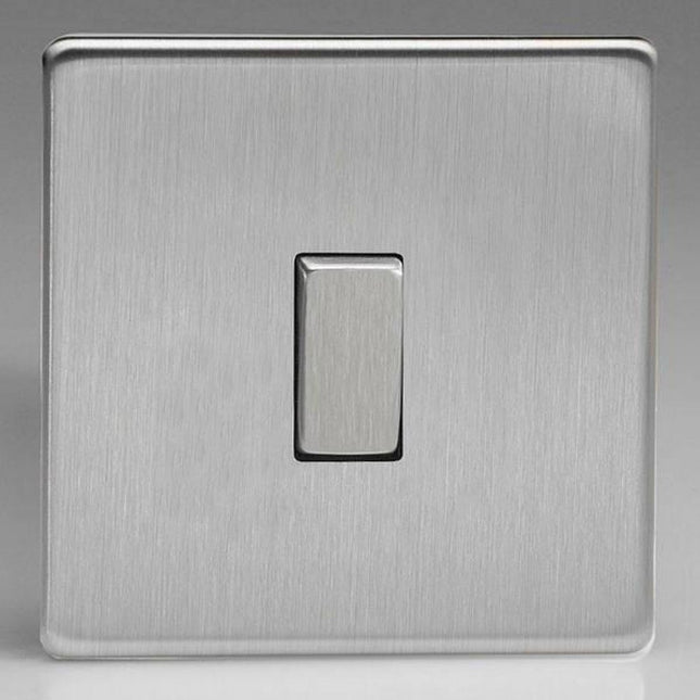 Varilight Decorative 1-Gang 10A 1- or 2-Way Rocker Switch European Brushed Steel XES1S