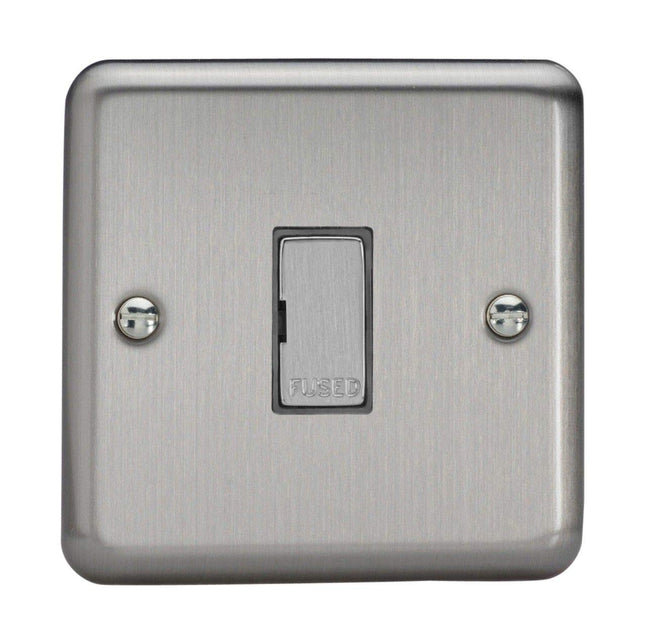 Varilight 13A Unswitched Fused Spur with Metal Inserts Matt Chrome XS6UD