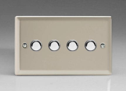 Varilight 4-Gang 6A 1-Way Push-to-Make Momentary Switch (Twin Plate) Satin Chrome XNM4