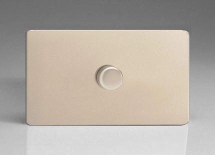 Varilight 1-Gang 2-Way Push-On/Off Rotary Dimmer 1 x 200-1400W (Twin Plate) Satin Chrome IDNDP1501S
