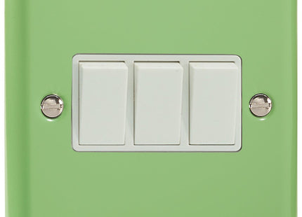 Varilight 3 Gang (Triple), 1 or 2 Way 10 Amp Switch, Classic Lily Beryl Green XY3W.BG
