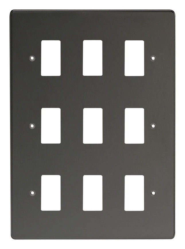 Varilight XDIPG9 PowerGrid Iridium Black 9-Gang Grid Plate (Triple Twin Plate)