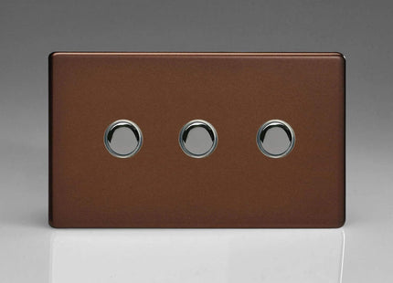 Varilight 3-Gang 6A 1-Way Push-to-Make Momentary Switch (Twin Plate) Mocha XDMM3S