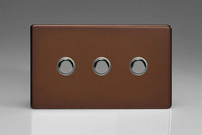 Varilight 3-Gang 6A 1-Way Push-to-Make Momentary Switch (Twin Plate) Mocha XDMM3S