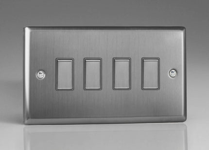Varilight JTES004 Classic Brushed Steel 4 Gang Touch Dimming Slave (use with V-Pro Master)