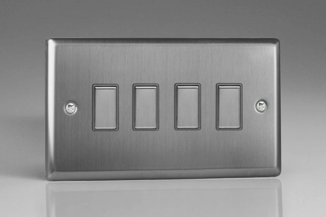 Varilight JTES004 Classic Brushed Steel 4 Gang Touch Dimming Slave (use with V-Pro Master)