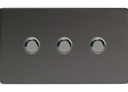 Varilight 3-Gang 6A 1-Way Push-to-Make Momentary Switch (Twin Plate) Iridium XDIM3S