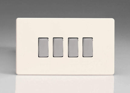 Varilight XDY9S.PD Screwless Primed 4 Gang 10A 1 or 2 Way Rocker Light Switch